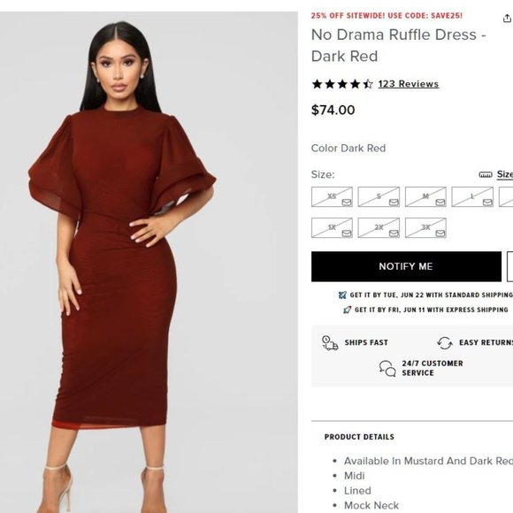 Fashion Nova No Drama Ruffle Dress - Picture 3 of 3